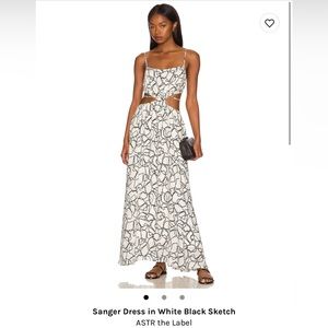 ASTR the Label Sanger Dress in White Black Sketch